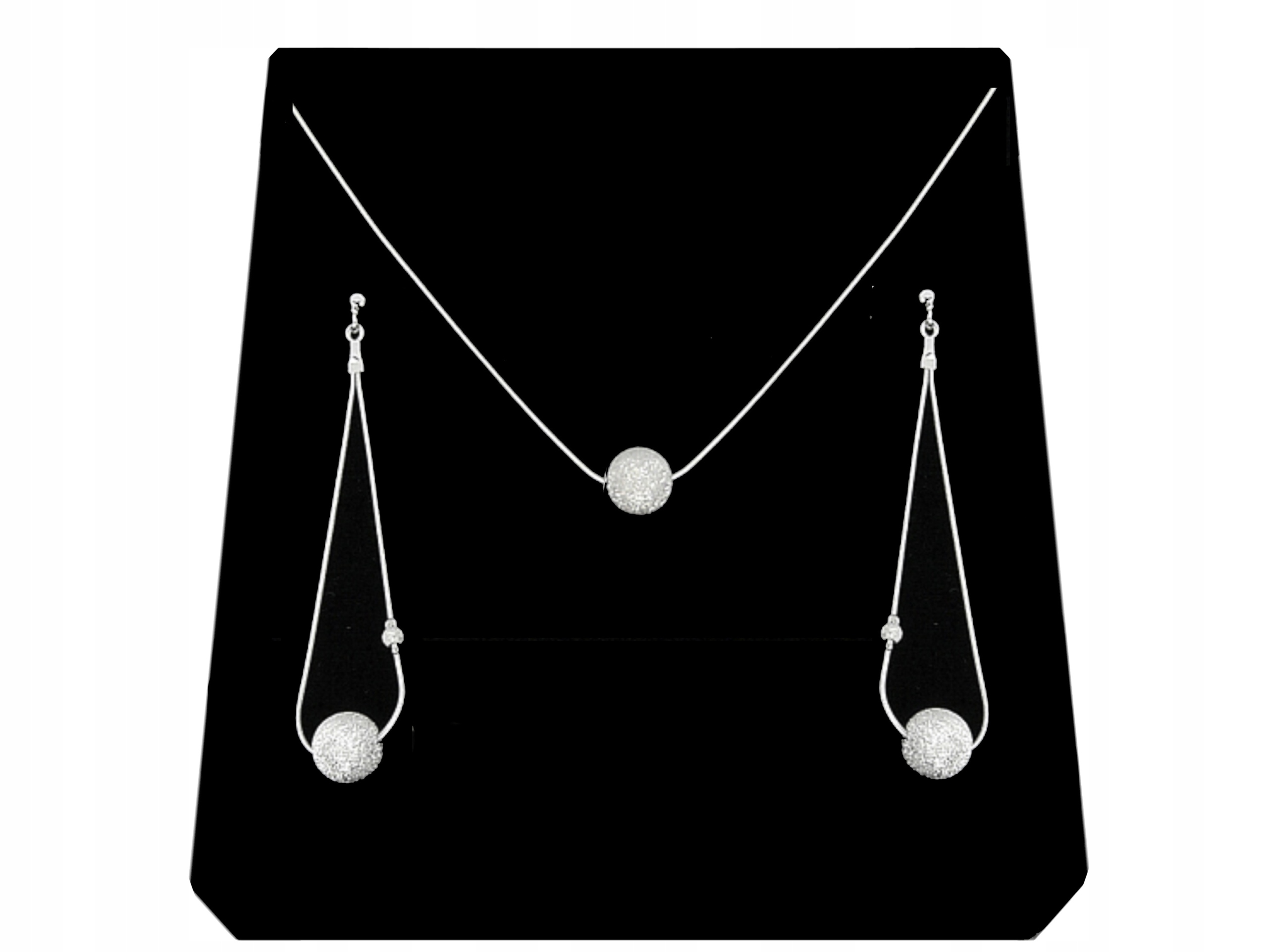 

Srebrny Komplet Kulki Diamentowane srebro 925