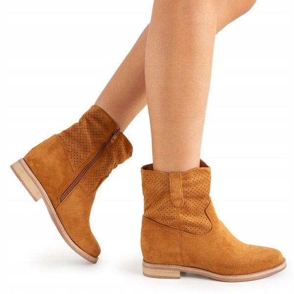 

FR396 Camel M Brązowe Damskie Botki Kowbojki 40
