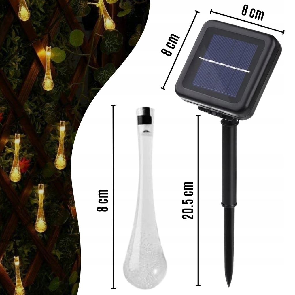 Girlanda Solarna Ogrodowa Lampki Solarne 100x Żarówka LED na Balkon 12m Marka Memfis