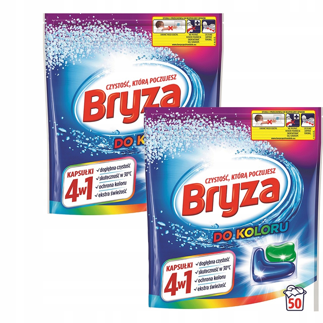 Levně Bryza Kapsle na praní barev 4v1 Barevné tkaniny 2x 50 Kusů 100 Praní
