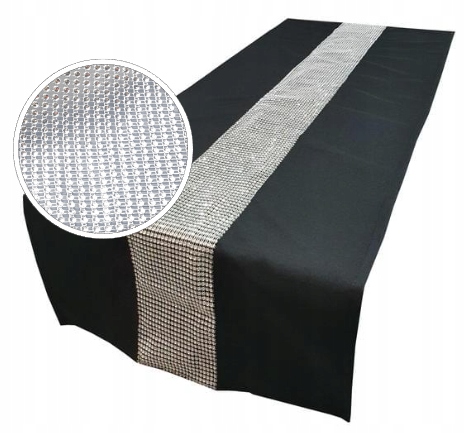 

Bieżnik Z Cyrkoniami Czarny 40x180 Obrus Na Stół