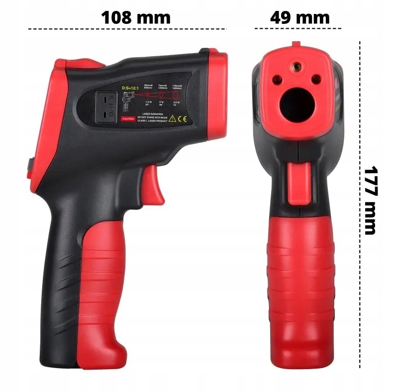PIROMETR TERMOMETR PODCZERWIEŃ BEZDOTYKOWY TERMOPARA HIGROMETR -50 +650°C Certyfikat CE