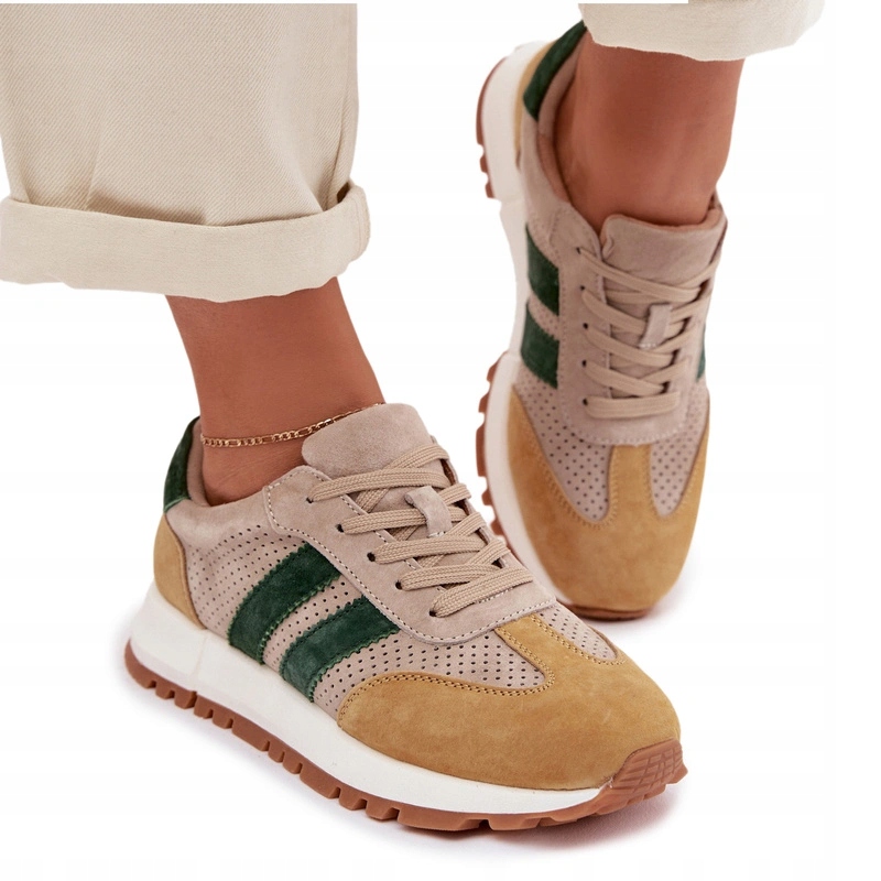 Dámské Tenisky Z Přírodního Semiše, Módní Béžovo-žluté, Velikost 36