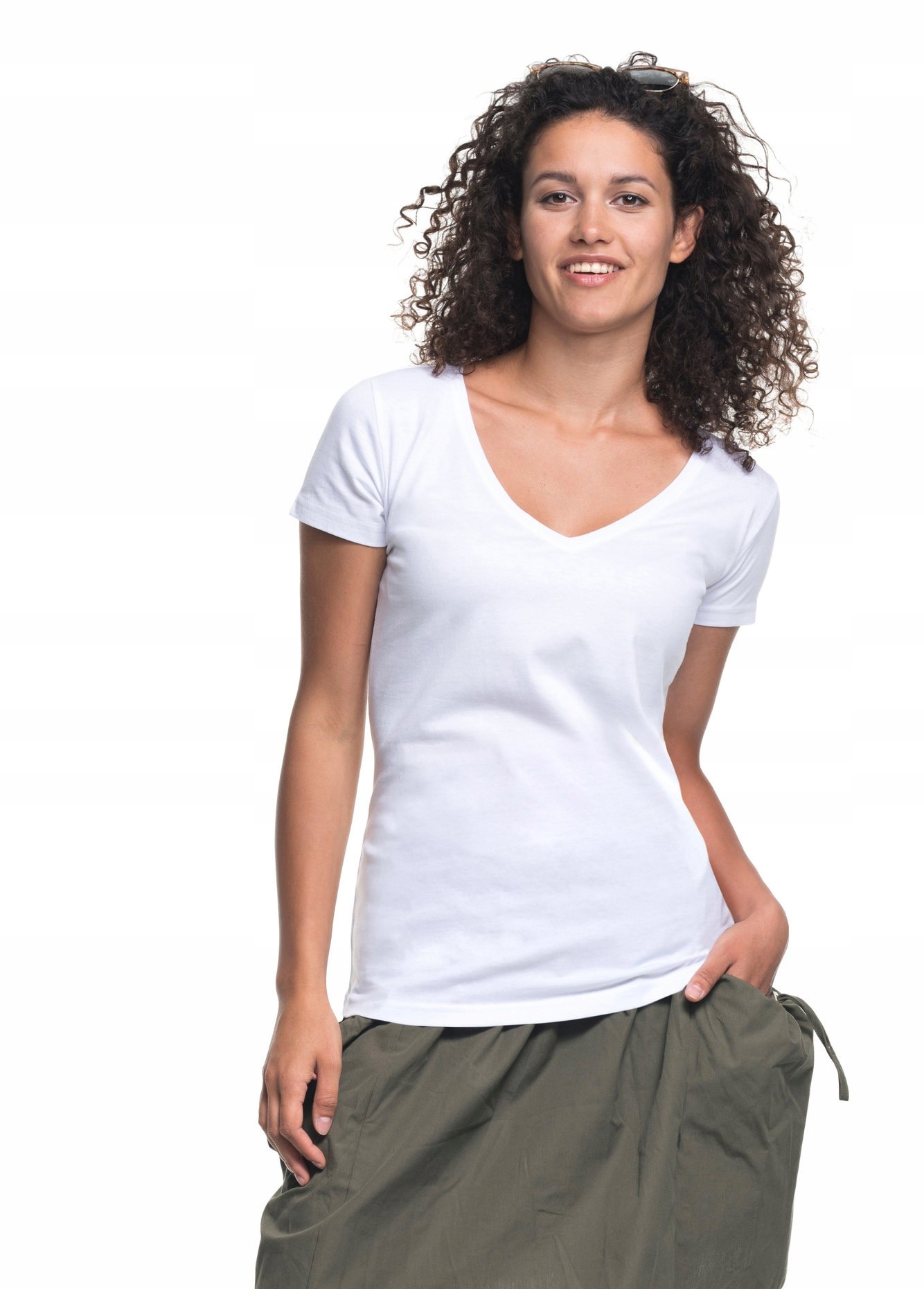 

Koszulka V-neck Damska W Serek T-shirt Rozm - S