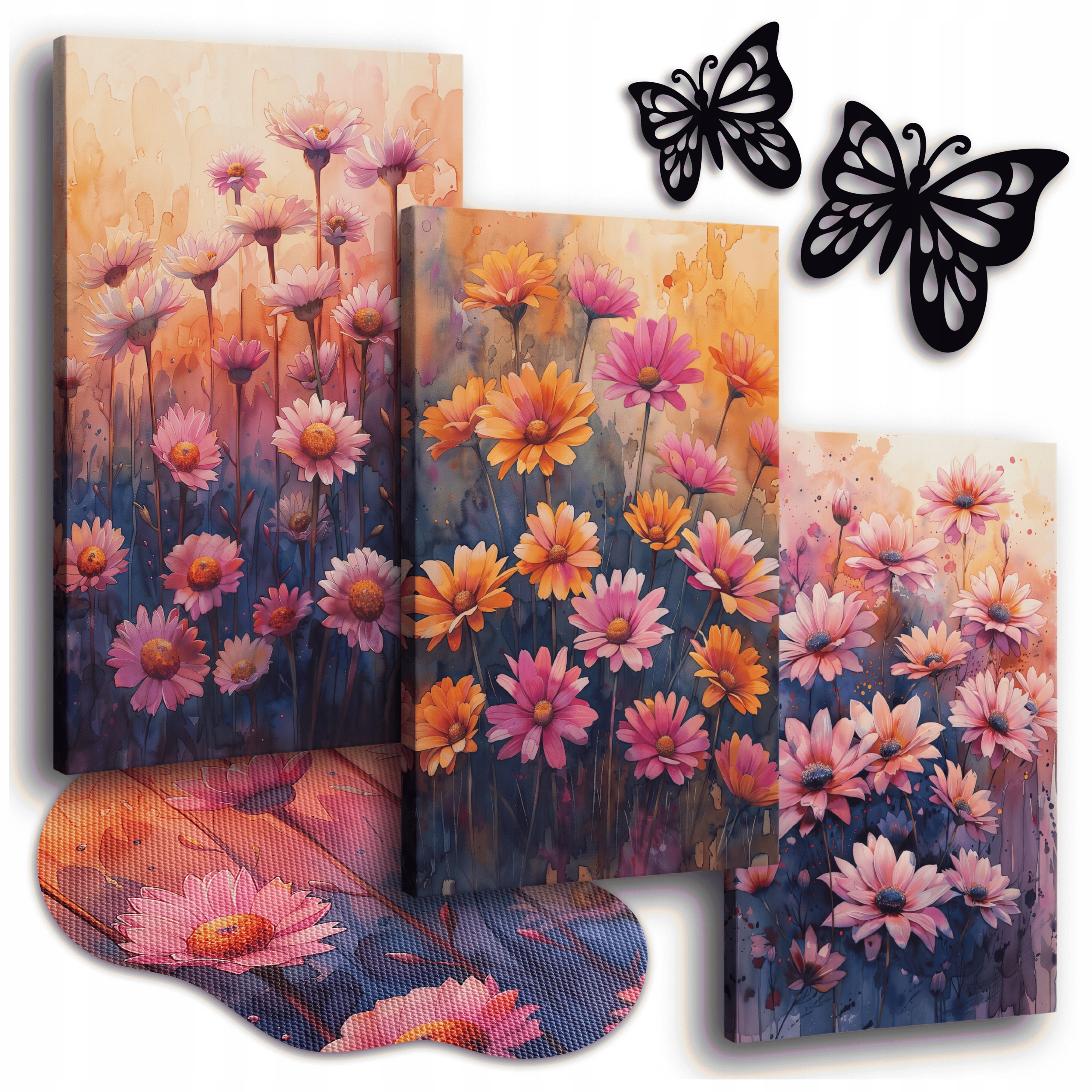 Obraz Na Plátně Louka S Květinami 120x50 cm Obrazy Do Obývacího Pokoje Triptych Set