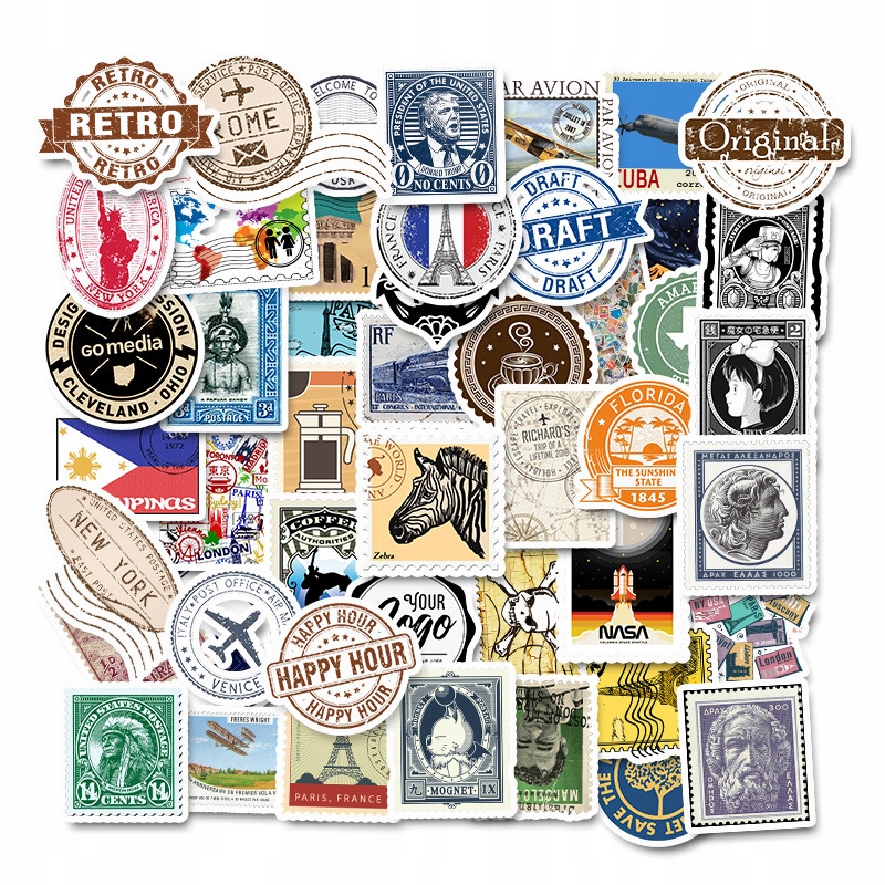 

Wlepy Sticker Bomb Naklejki MIX Retro 50szt