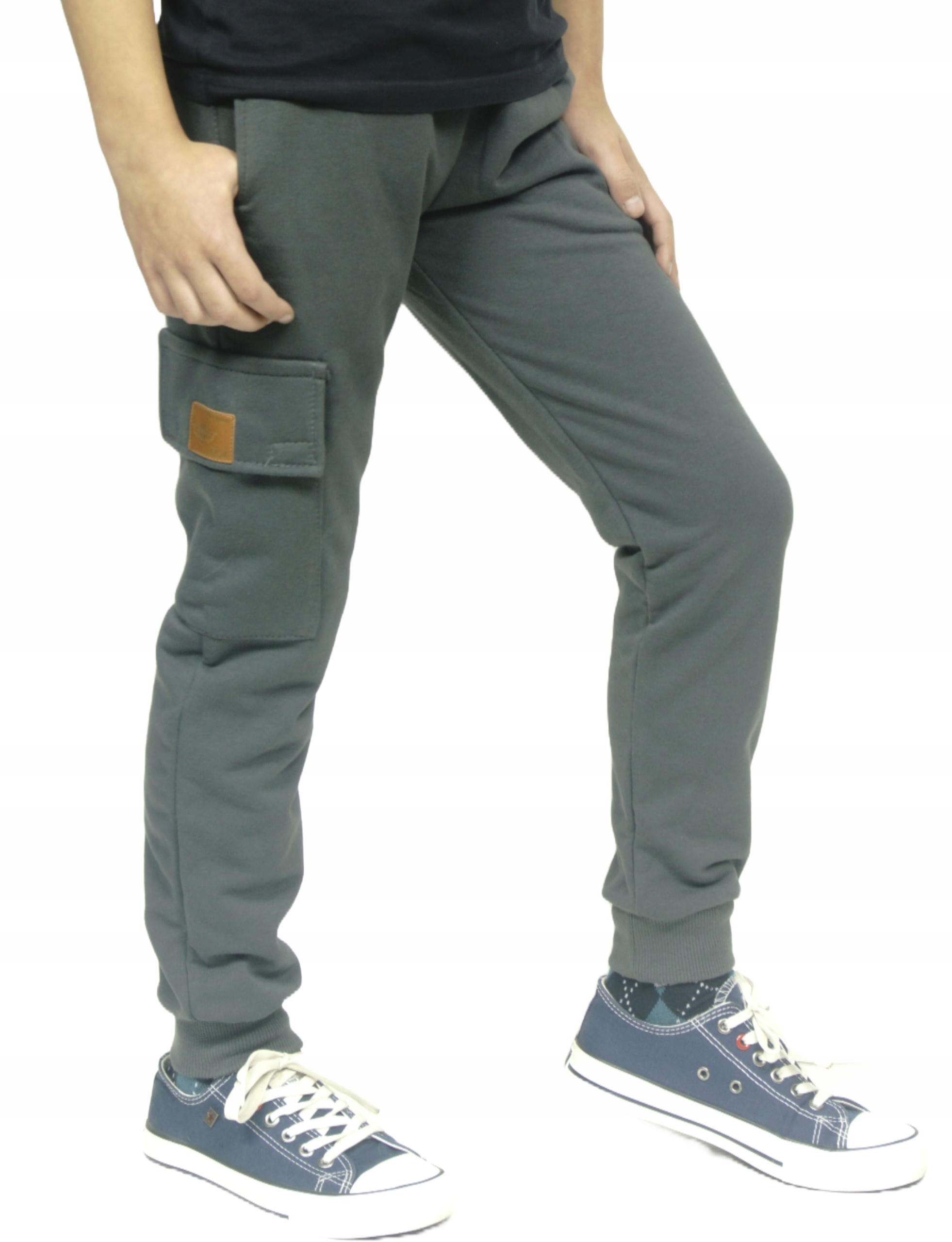 Spodnie dresowe Bojówki SUPER JAKOŚĆ 122 stalowe Rozmiar 122