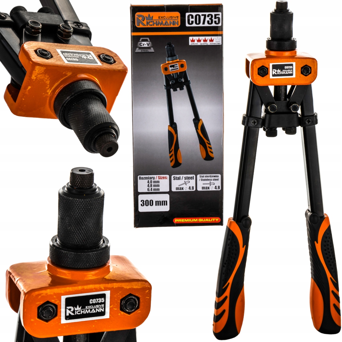 

Nitownica ręczna 5 końcówek 300mm mocna 4-6.4mm