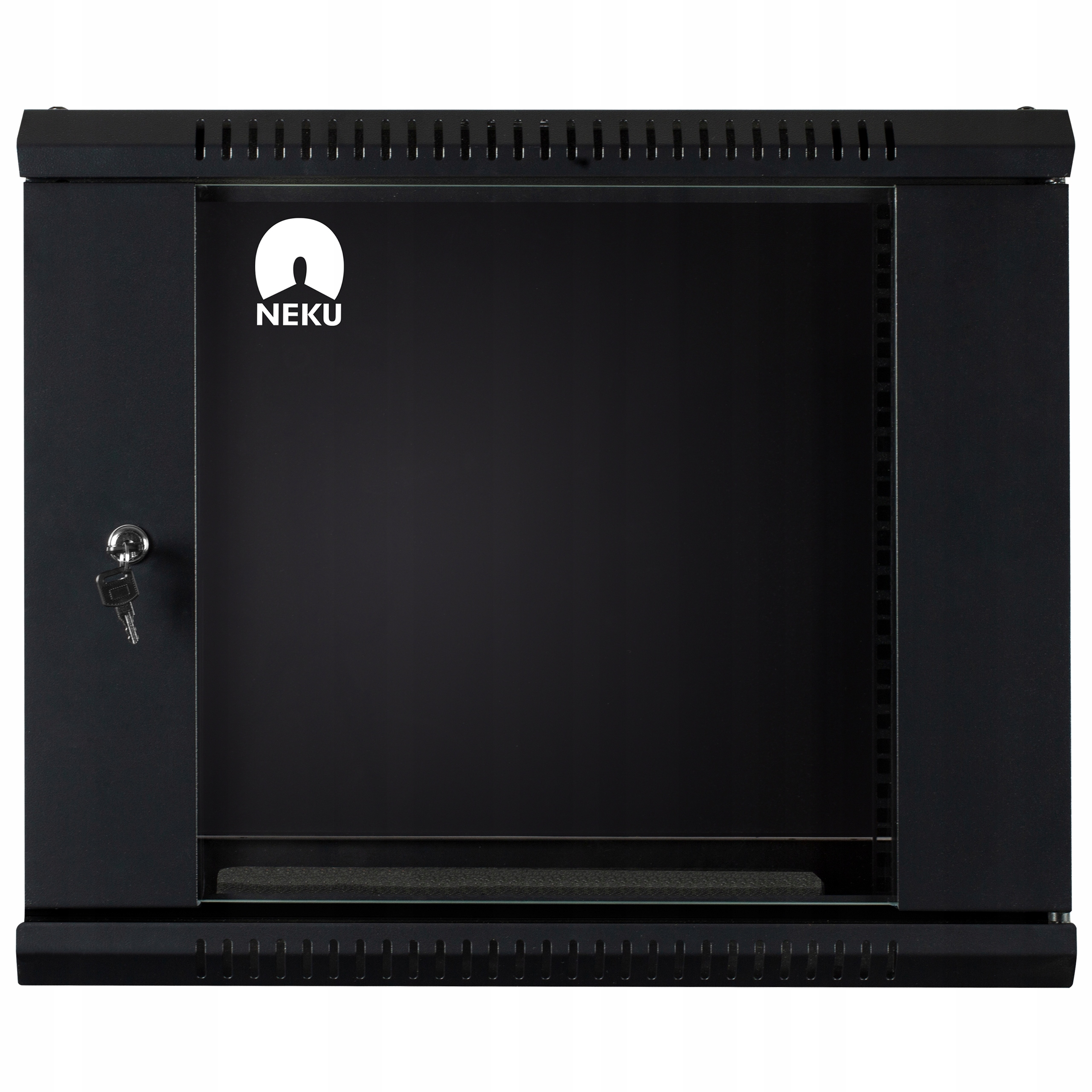 Neku Szafa wisząca Rack 19" 9U 450mm rackowa szklane drzwi Czarna Box