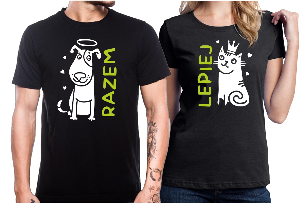 KOSZULKA KOSZULKI DLA PAR PREZENT DLA PARY KOMPLET NA ROCZNICĘ ŚMIESZNE