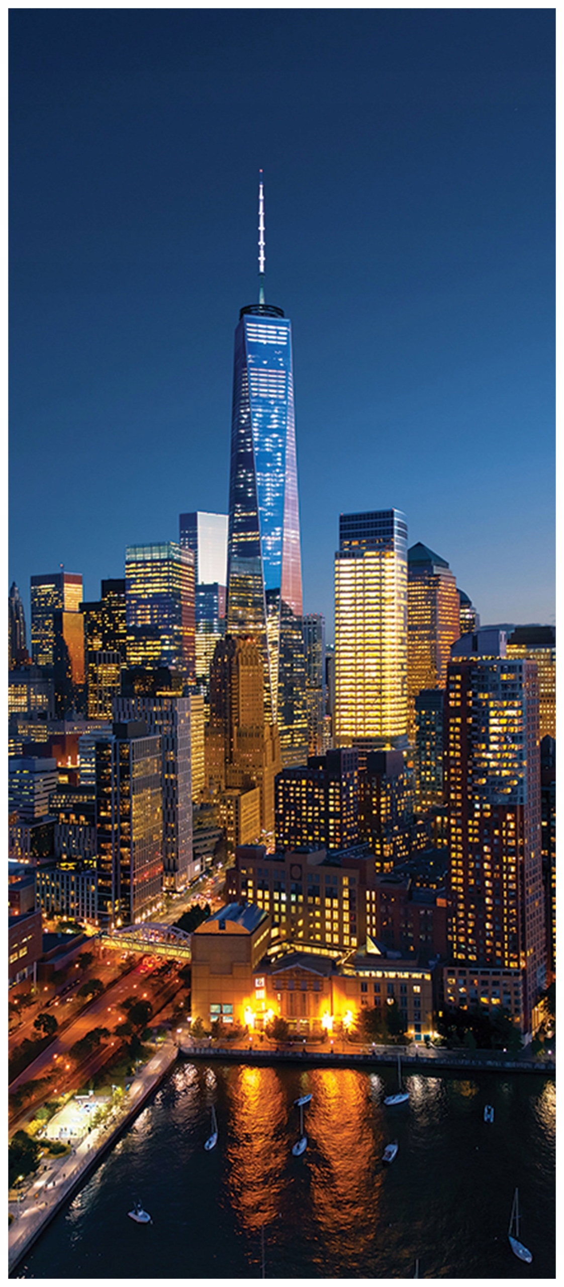 Samolepka Fototapeta Noční New York panorama města mrakodrapy 91x211