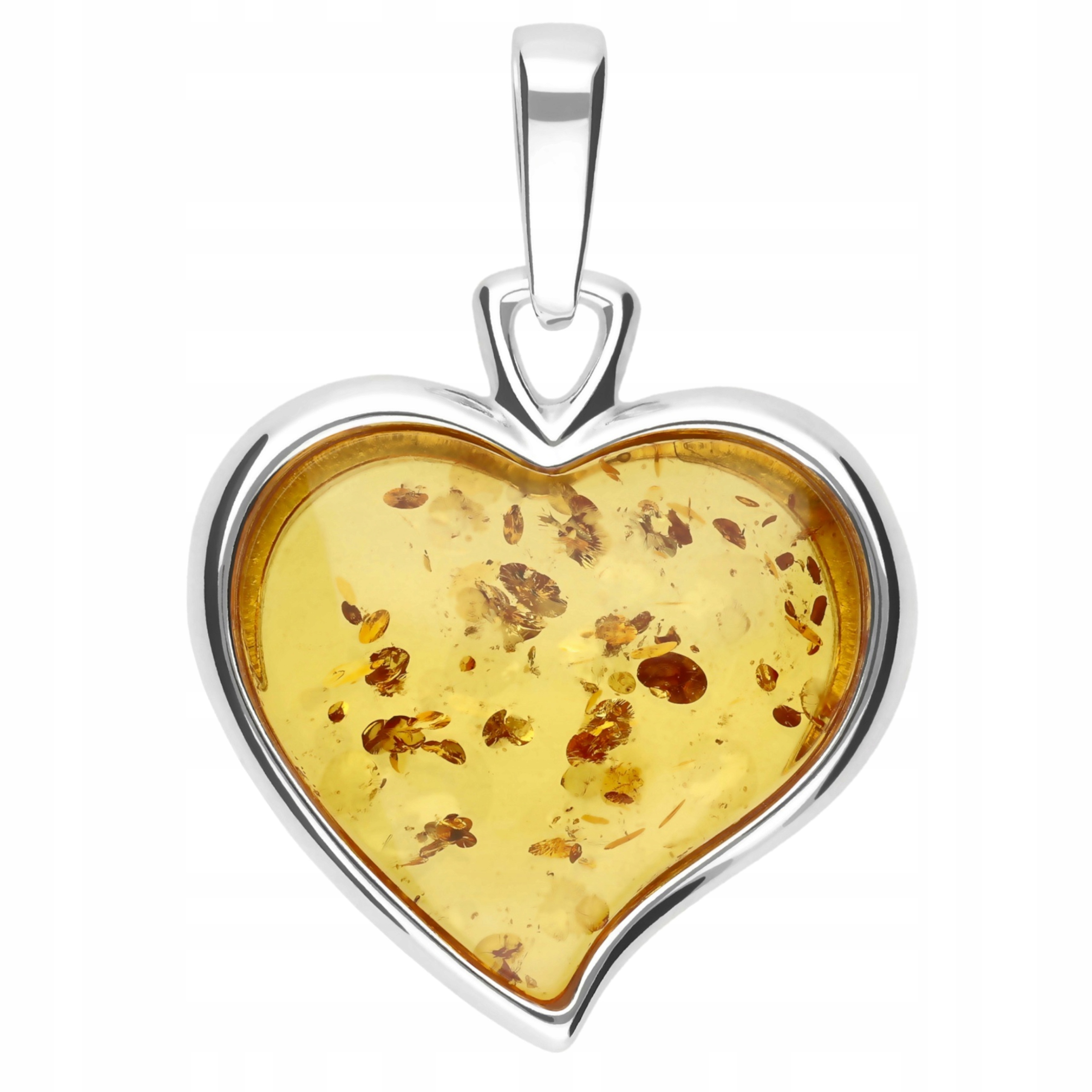 Přívěsek Srdce Srdíčko Z Jantaru Stříbro