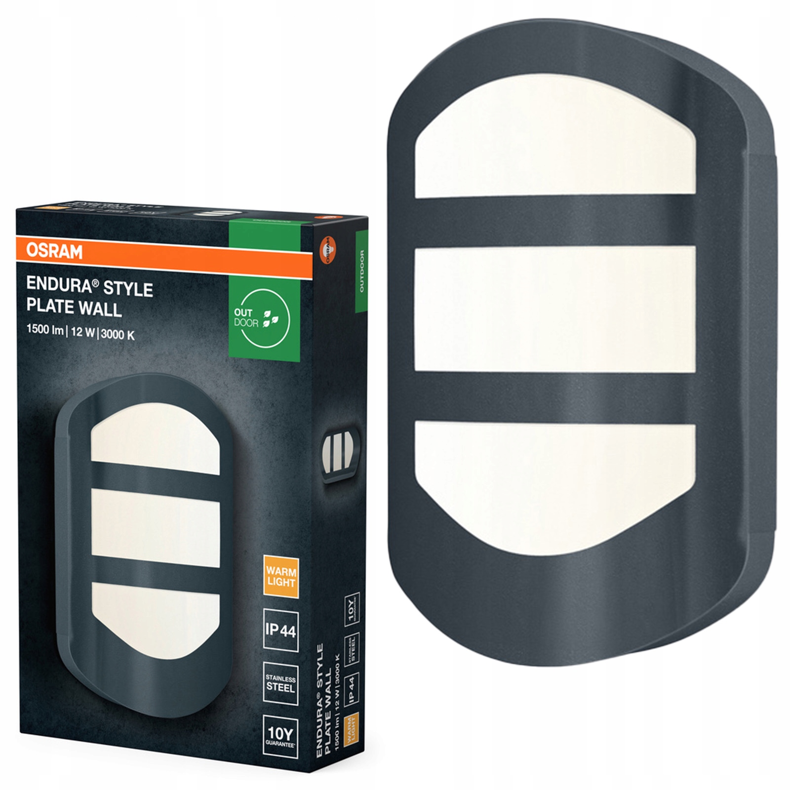 Zahradní nástěnné svítidlo Venkovní fasádní Led lampa 12W 600lm 3000K IP44 Osram