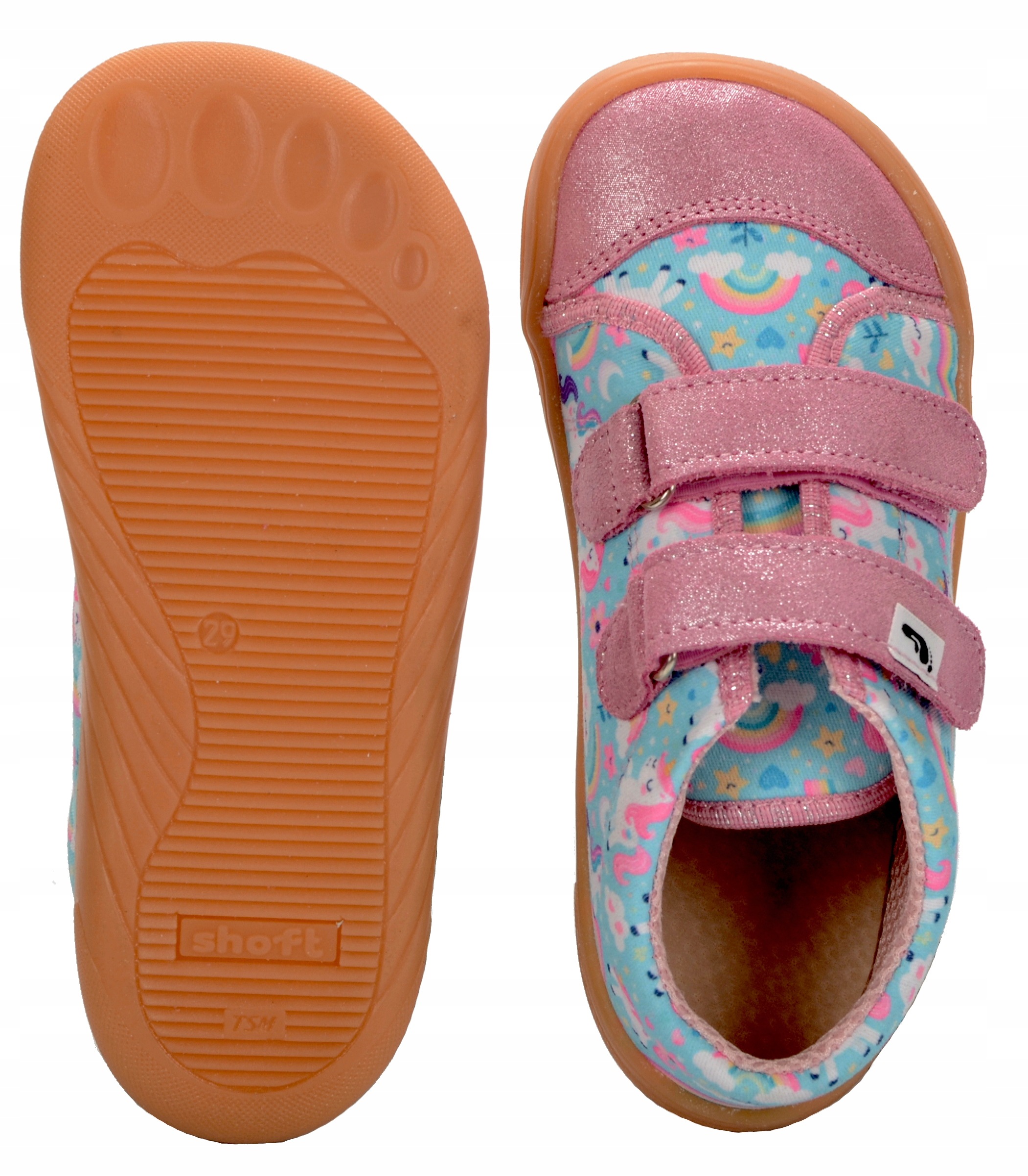 Kapcie Dziecięce Trampki Efoote Barefoot Polskie Skóra Rzepy Jednorożce 24