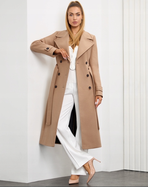 Klasický podzimní a zimní kabát Zartex London Cappuccino 44 AW25
