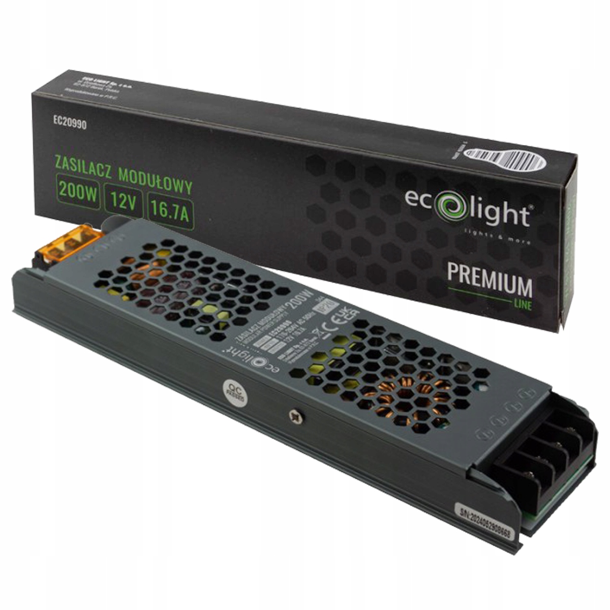 ZASILACZ LED 200W 12V SLIM PREMIUM LINE ECOLIGHT TRANSFORMATOR DO LEDÓW