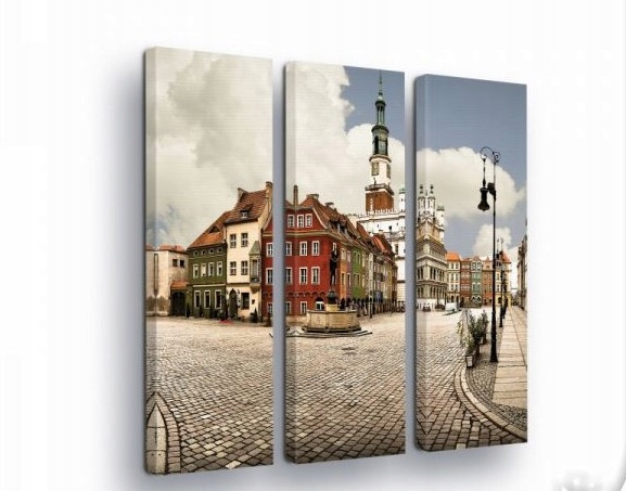 Obraz 90x100 Staré evropské náměstí město architektura dlažba fontána