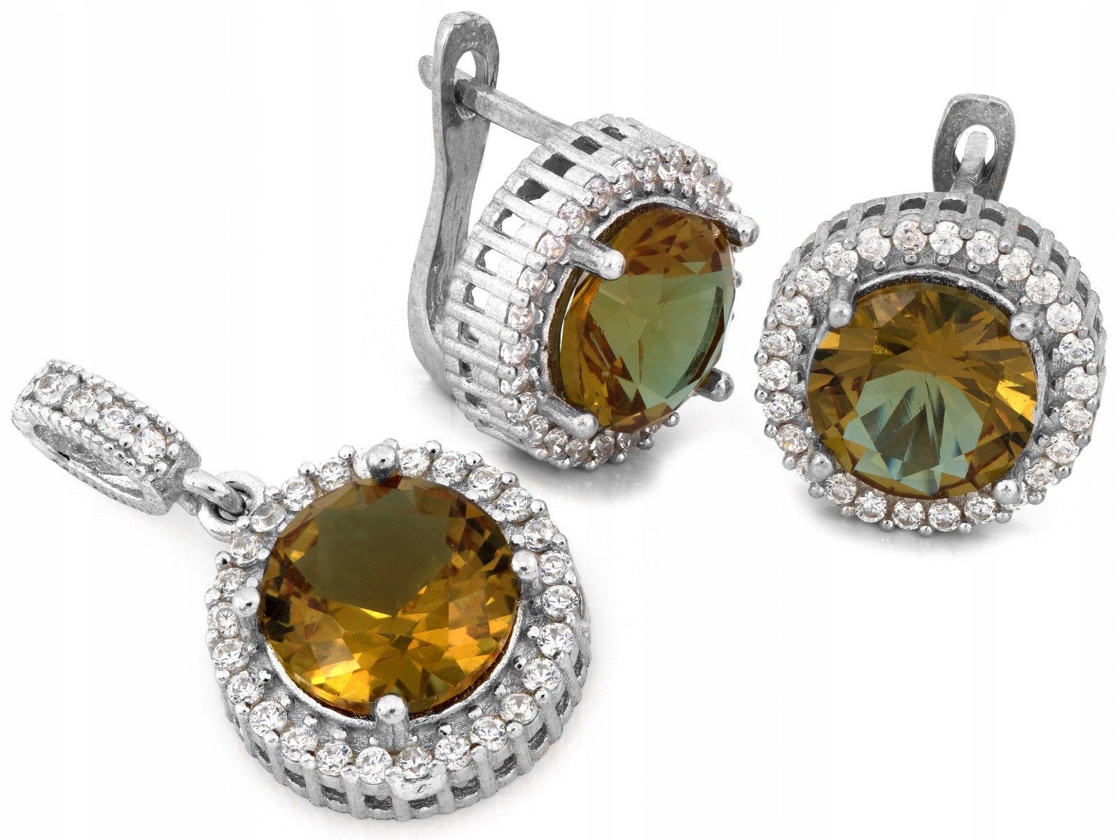 Elegantní sada stříbrných šperků 925 s náušnicemi a přívěskem 8.35 g