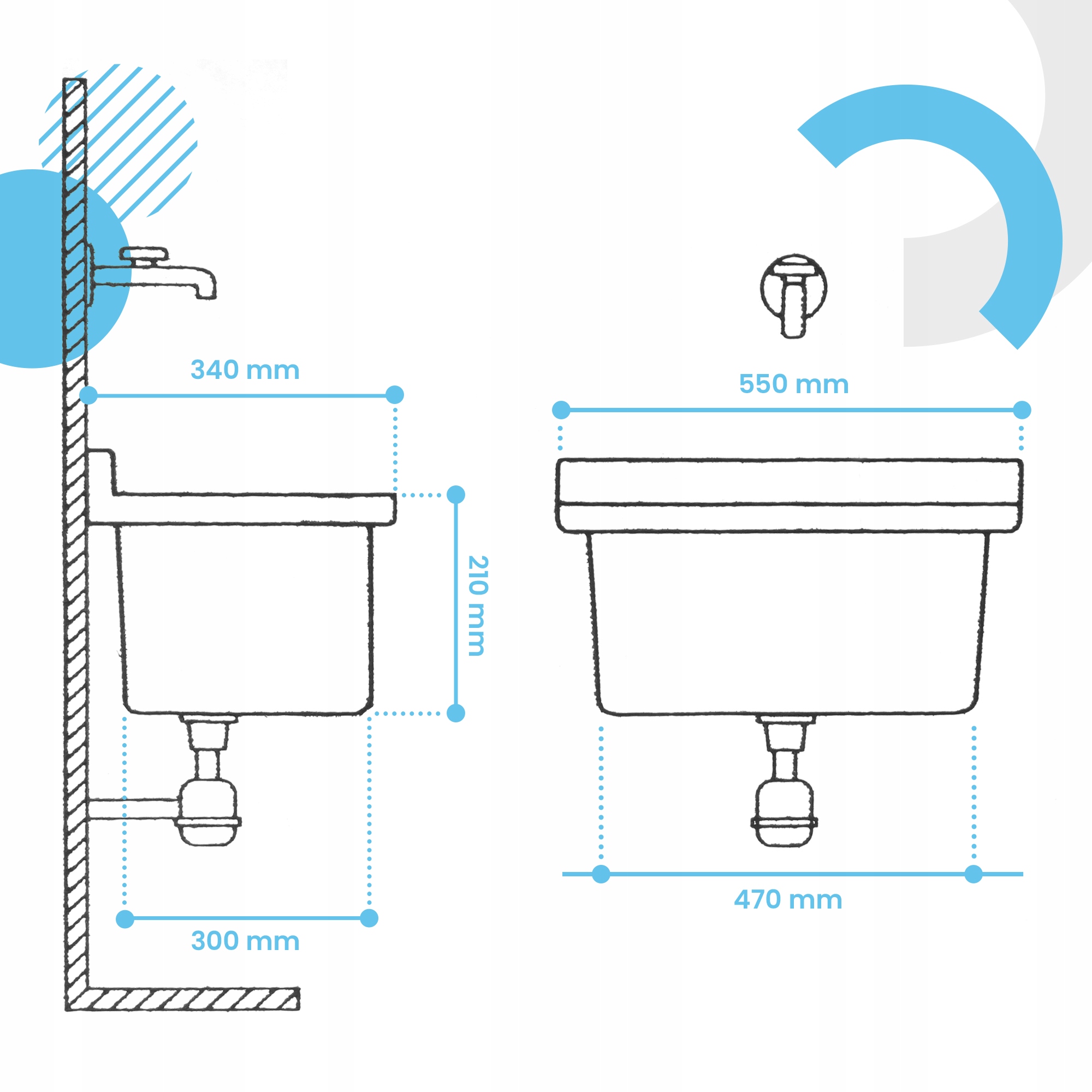 Zlew KOMORA GOSPODARCZA 55x34 Zlewozmywak Roboczy Techniczny PRALNI GARAŻU Kształt prostokątny