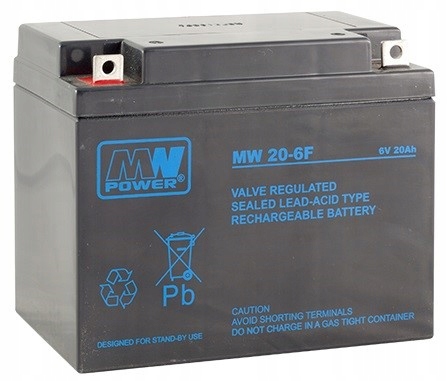 Akumulator Bateria Agm Vrla Mw Power MW20-6F 6V 20AH MW20 Alarm Apc Rbc Ups