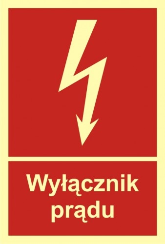 

Wyłącznik prądu znak 15x22,2 folia świecąca