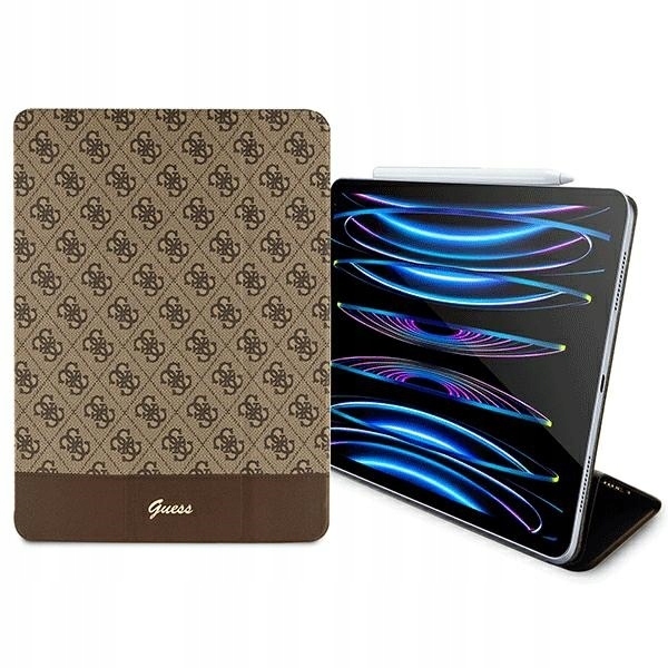 Guess 4G Stripe pouzdro Knížkové Tenké pouzdro pro iPad Pro 12.9 2022/2021