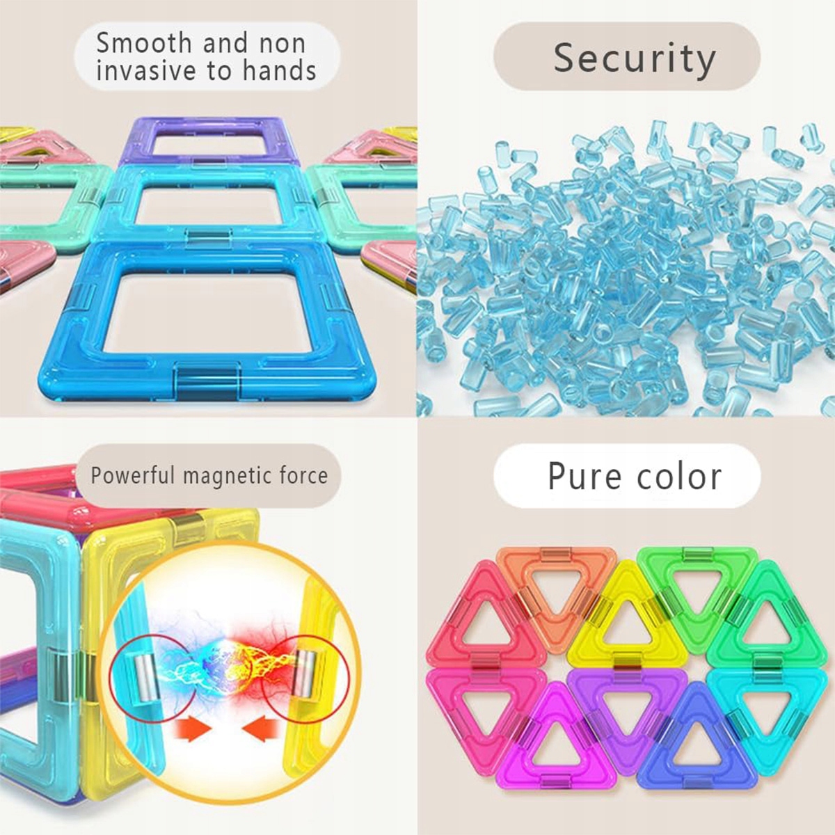 ZESTAW DUŻE KLOCKI MAGNETYCZNE KONSTRUKCYJNE 3D PANELE MAGNETIC TILES 102x Liczba elementów 104 szt.