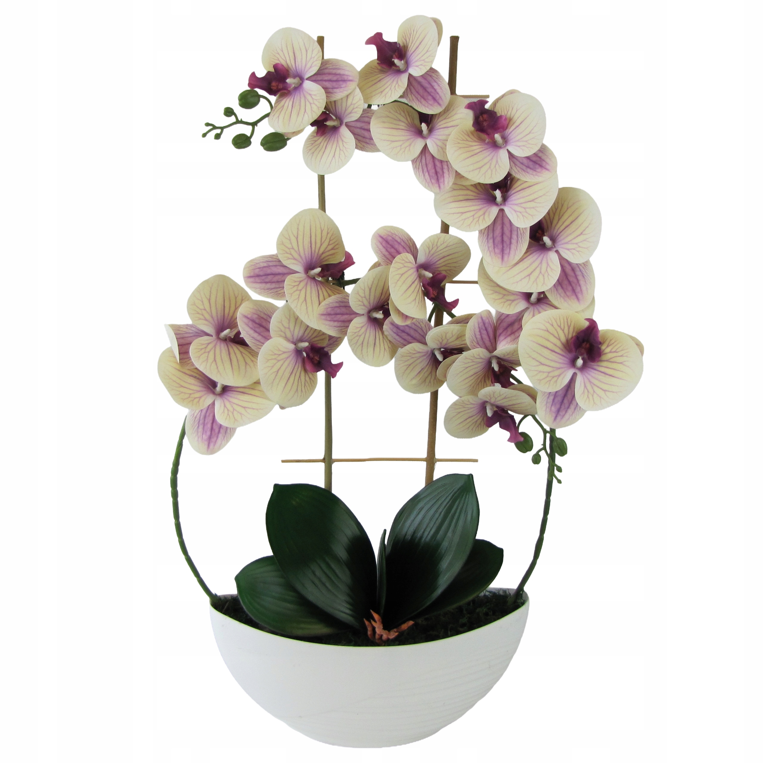 Orchidej Real Touch 60 cm, gumovaná v květináči Luna 2