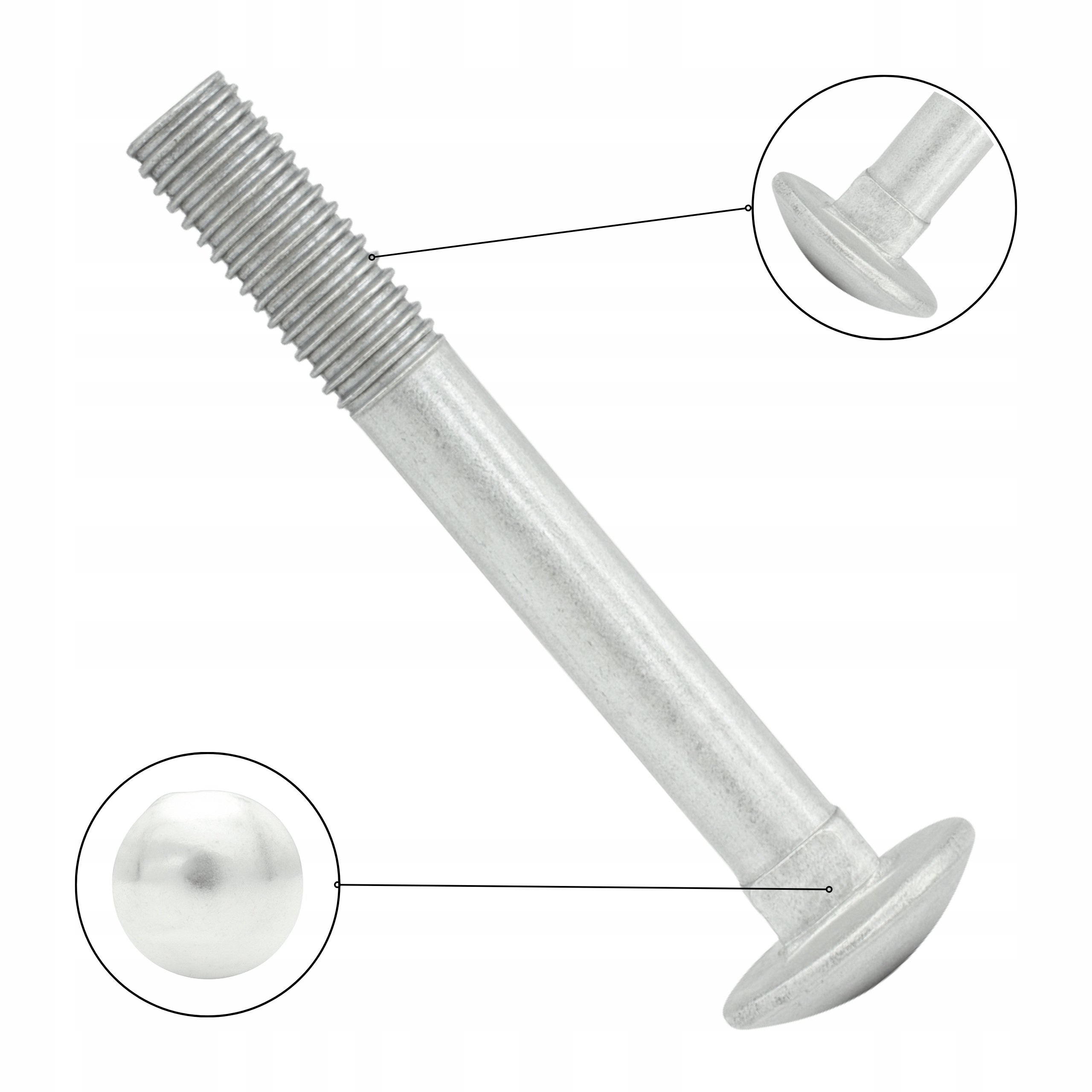 ŚRUBA ZAMKOWA M8X90 DIN 603 GRZYBKOWA OCYNK 1 Kg. Kolor srebrny