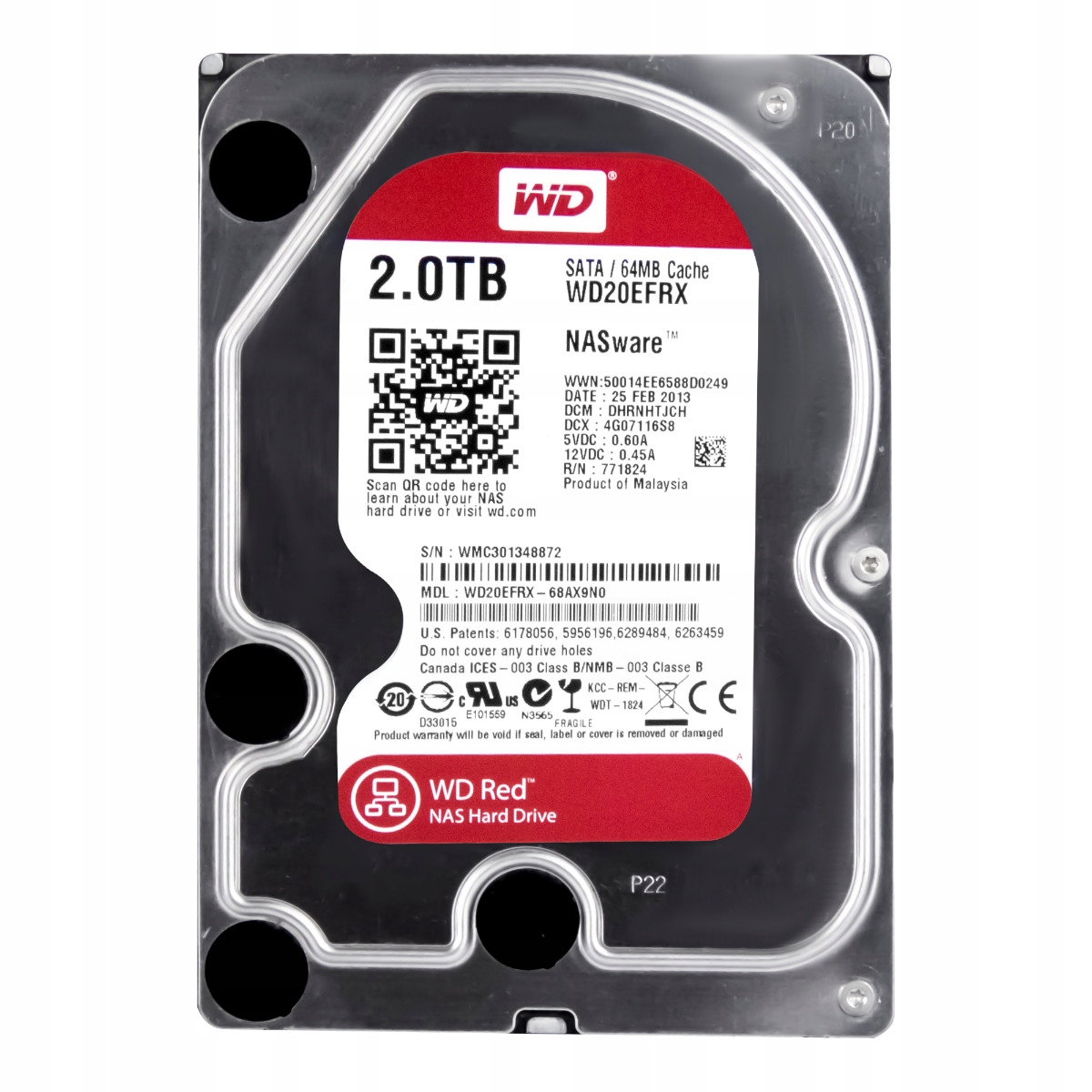 Wd Red 2TB 5.4K 64MB Sata III 3.5'' WD20EFRX NASware 1.0