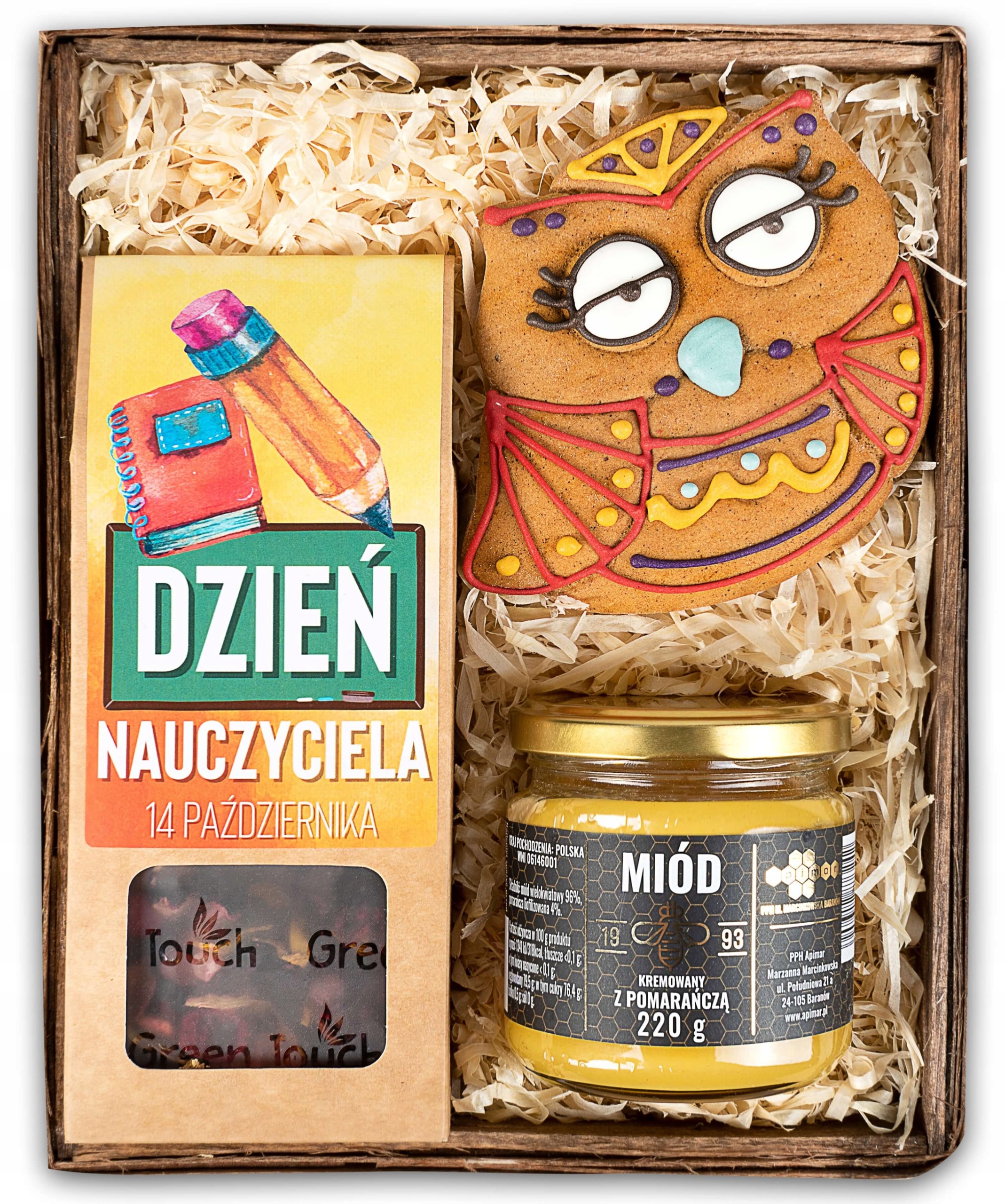 Levně Dárek k svátku učitelů, med, čaj, perník