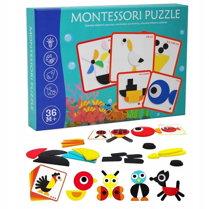 

Drewniana Układanka Logiczna Montessori Puzzle 36E