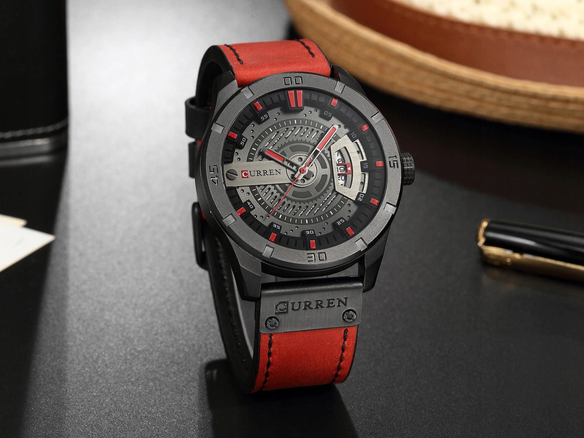 ZEGAREK MĘSKI CURREN KLASYCZNY ELEGANCKI DATOWNIK 5 KOLORÓW NA PASKU Rodzaj analogowe