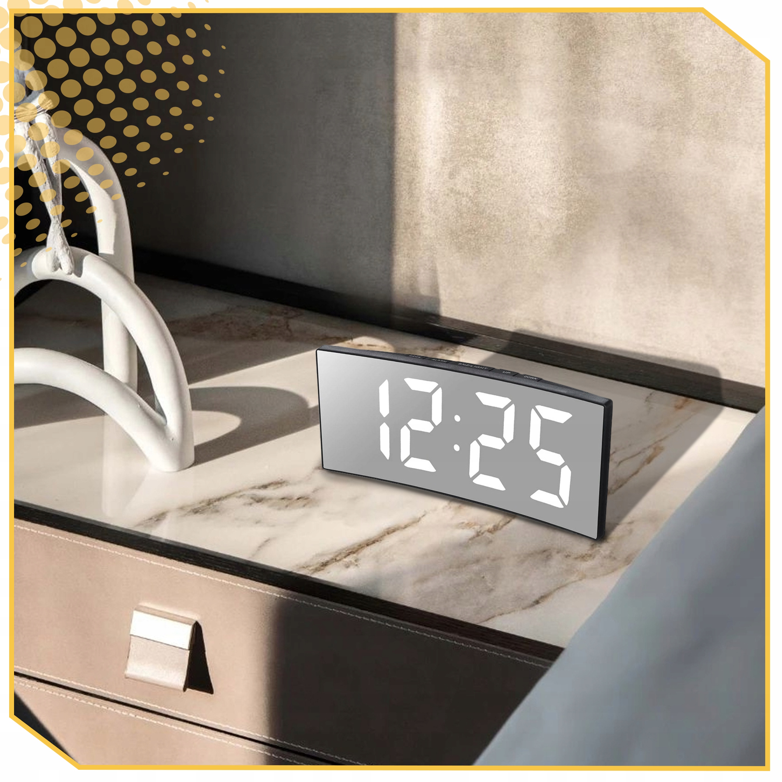 MODERN DIGITÁLIS ÓRA ELEKTRONIKUS ÁLLÓ ÉBRESZTŐÓRA LED TÜKÖR Kijelzés digitális