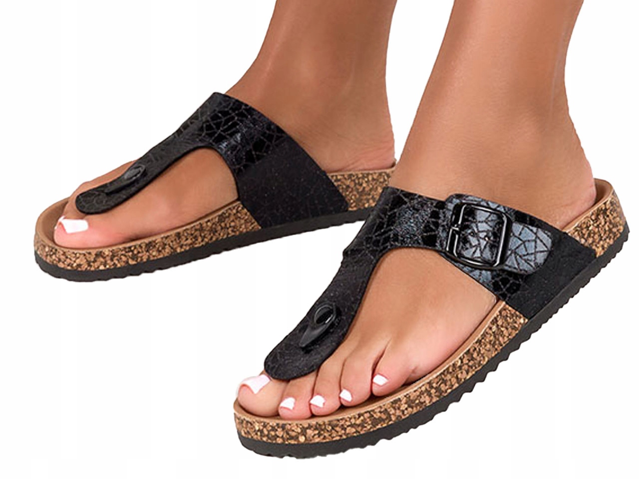 KLAPKI JAPONKI Z PROFILOWANĄ KORKOWĄ PODESZWĄ r 37