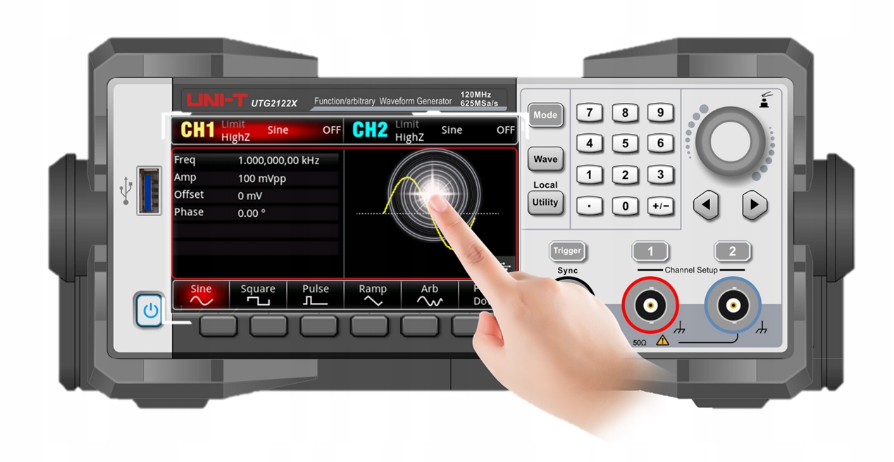UTG2122X zaawansowany generator funkcyjny 2x120MHz 1,25GSa/s 16bitów Uni-T Kod producenta UTG2122X