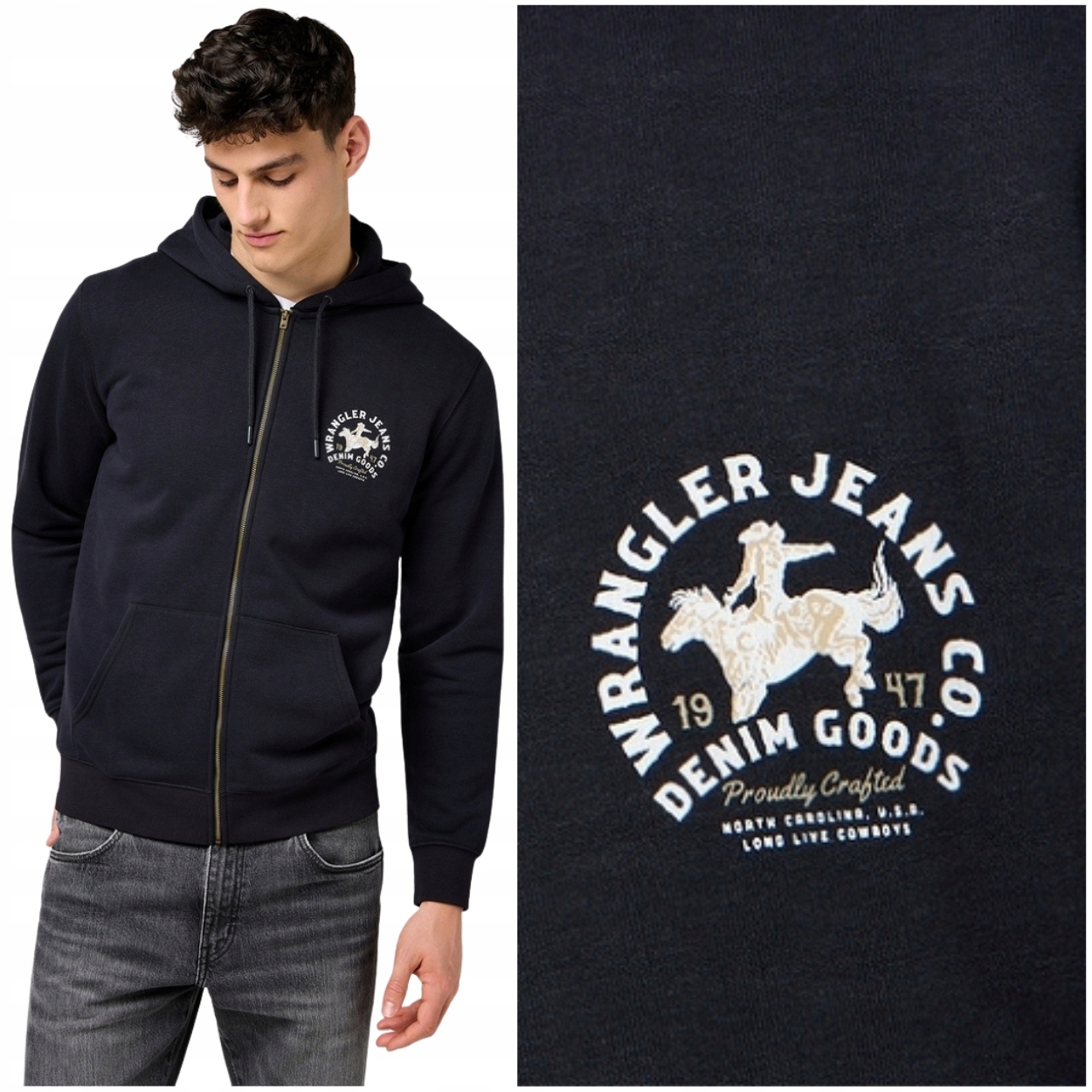 Wrangler Graphic Zip Hoodie rozepínací bavlněná mikina s kapucí M