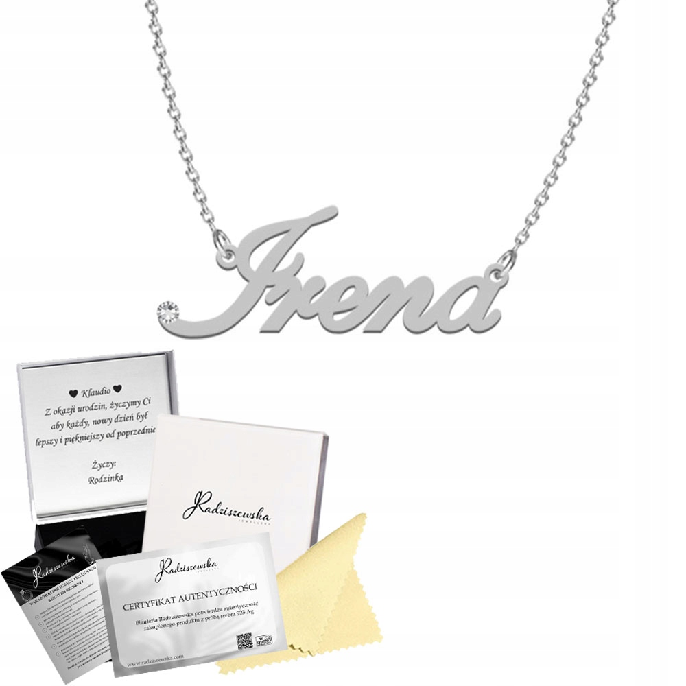 Stříbrný náhrdelník s jménem Irena Řetízek Stříbro 925 Dárek Dedikace