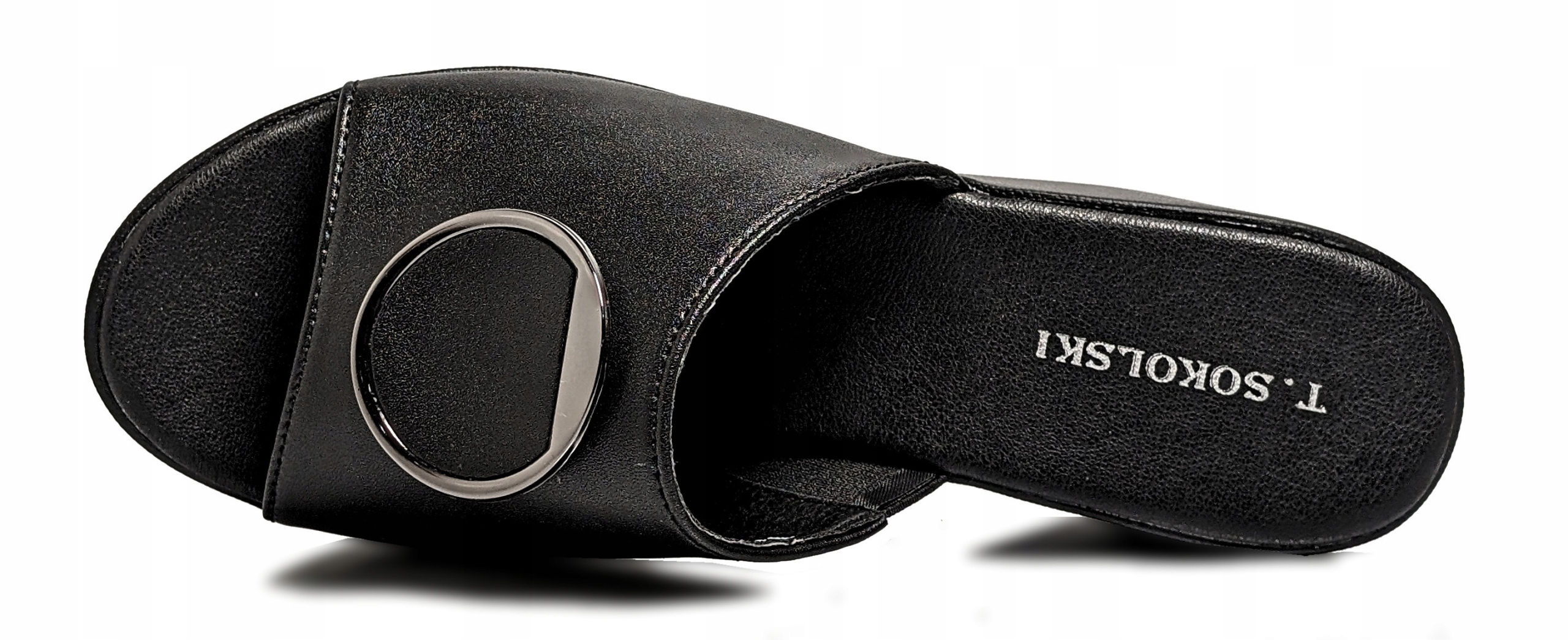 Eleganckie czarne klapki na koturnie Sokolski r38 Marka T.SOKOLSKI