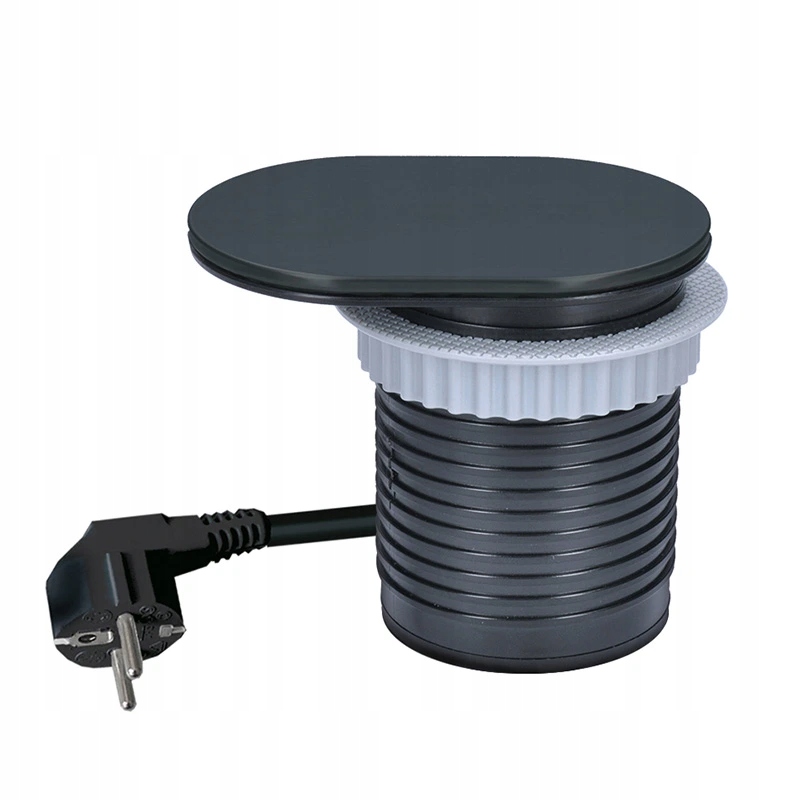 1z Usb A+c 20W Pd vestavná zásuvka s posuvným víčkem, 2m, matná černá