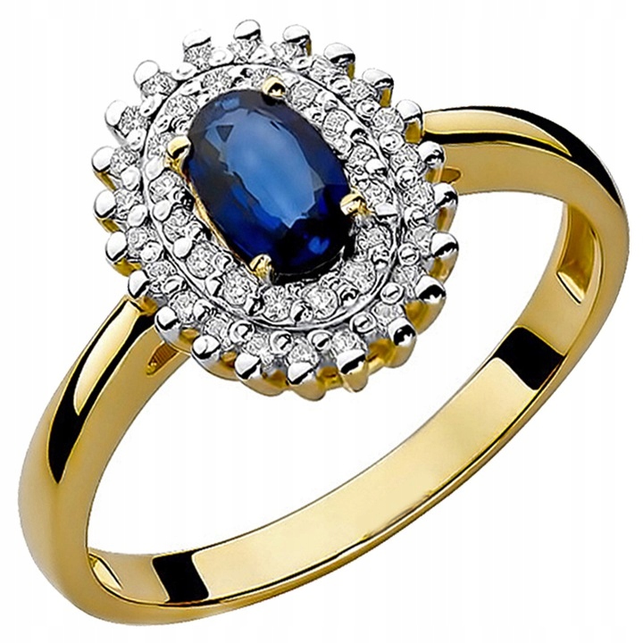 

Pierścionek Złoty Z Szafirem I Brylantami