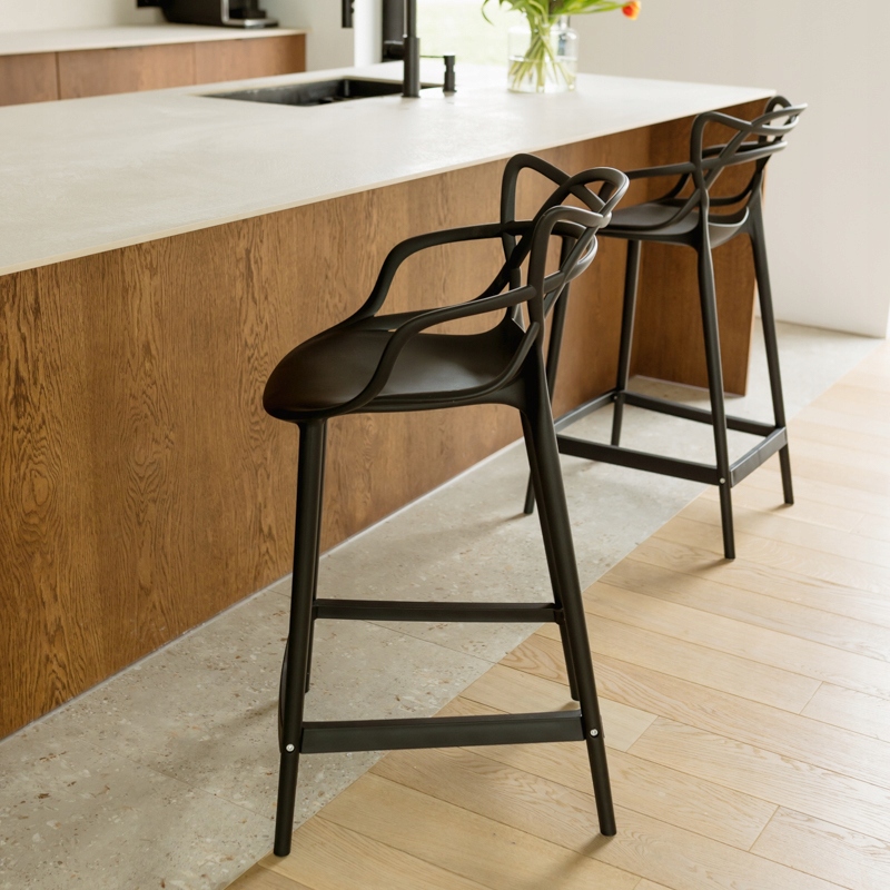 Hoker Plastikowy Nowoczesny Do Wyspy Jadalni Salonu loft czarny Wysokość mebla 108 cm