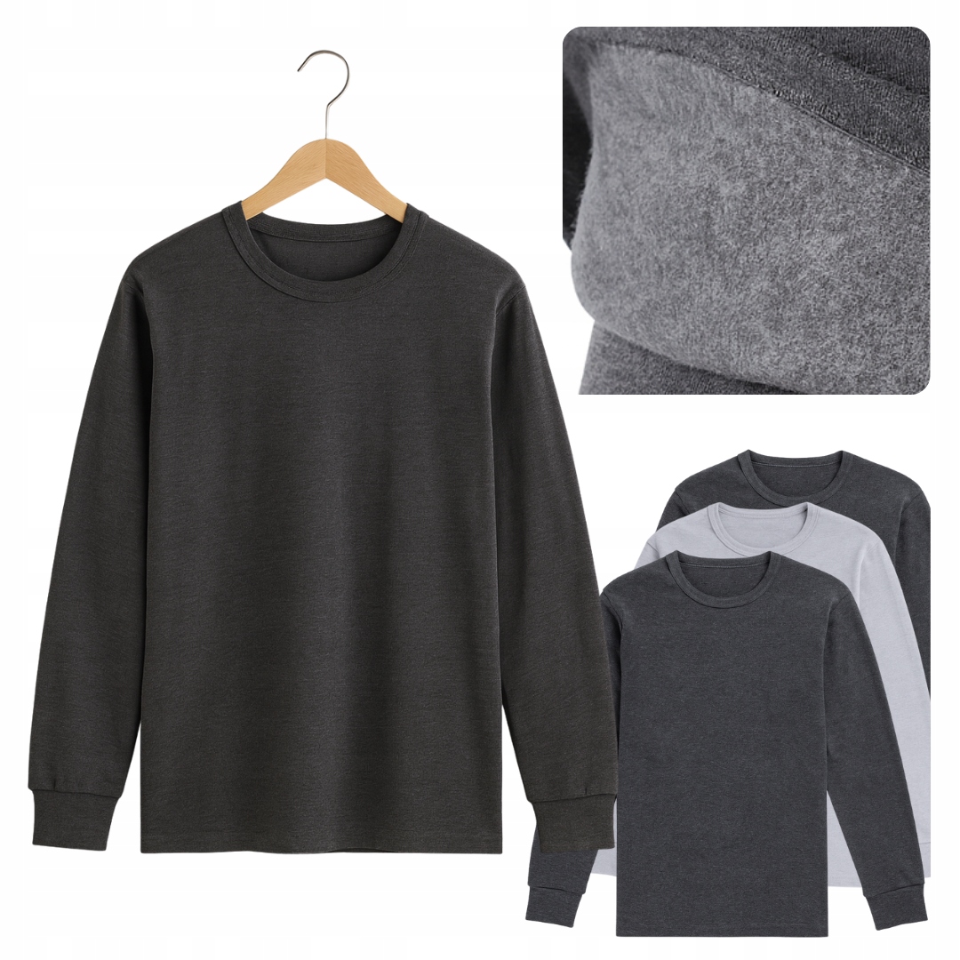 3x PODKOSZULEK MĘSKI Termiczny OCIEPLANY Zestaw na zimę KOSZULKA