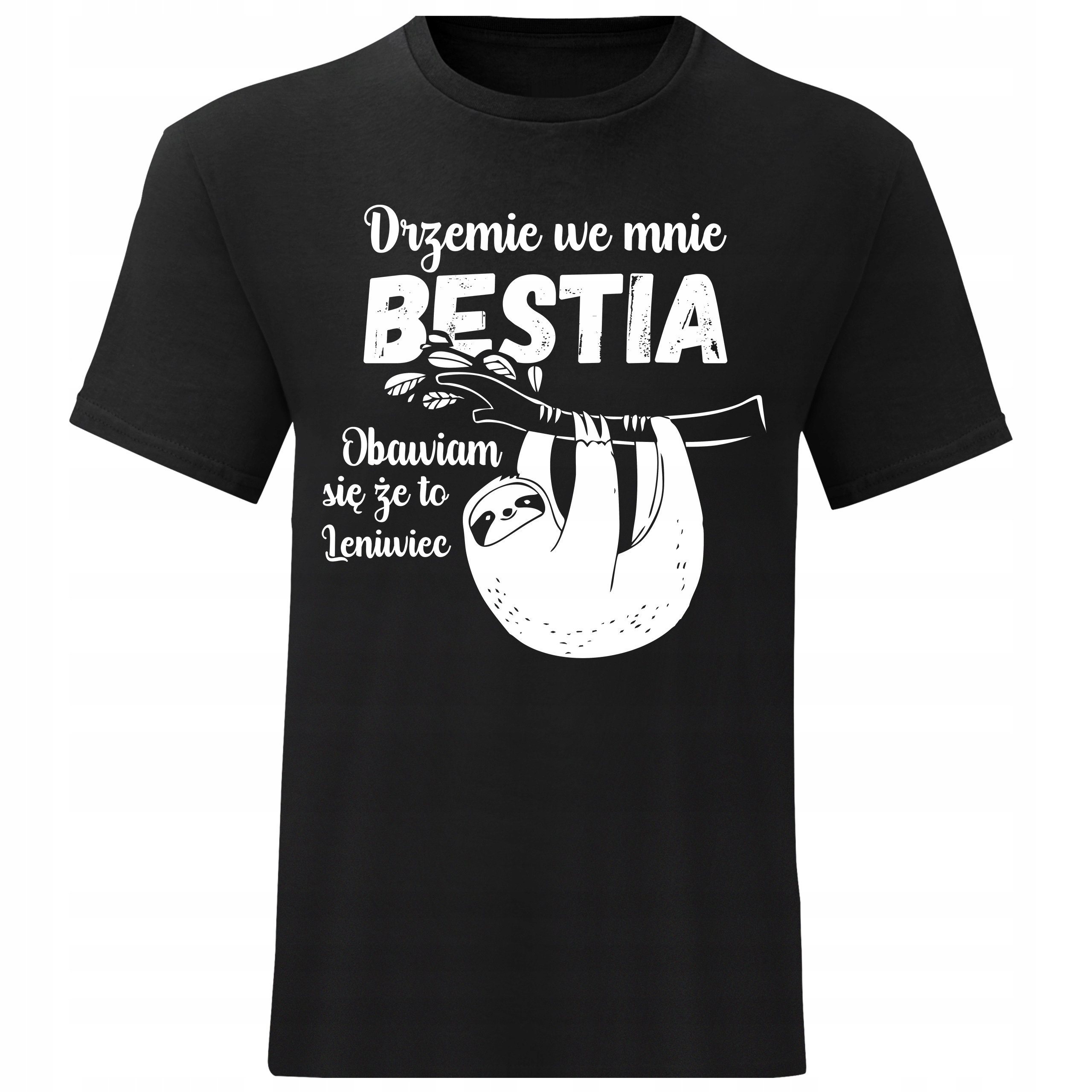 

Męska Koszulka Śmieszna Leniwiec Bestia L