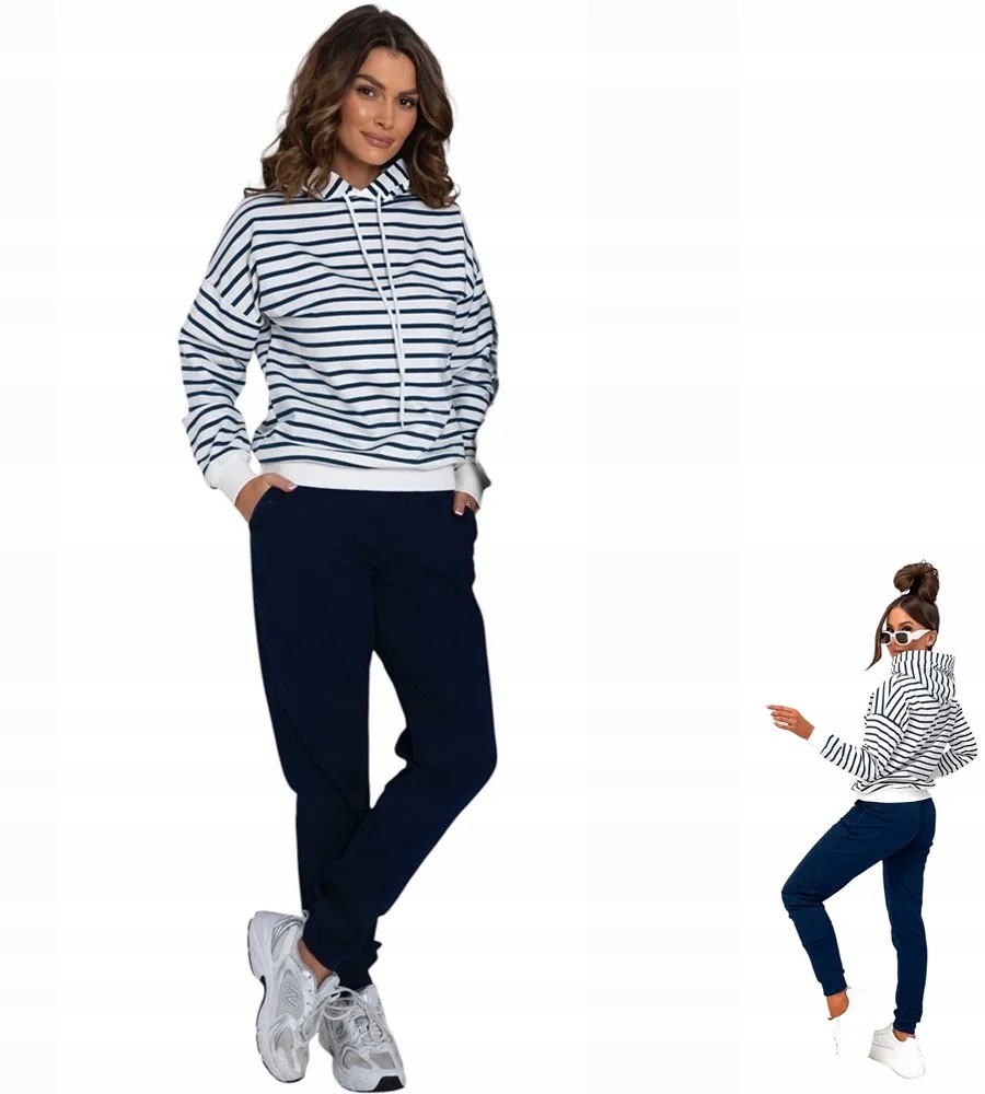 Dámská bavlněná souprava Teplákovka s kapucí XL 42 Tmavě modrá