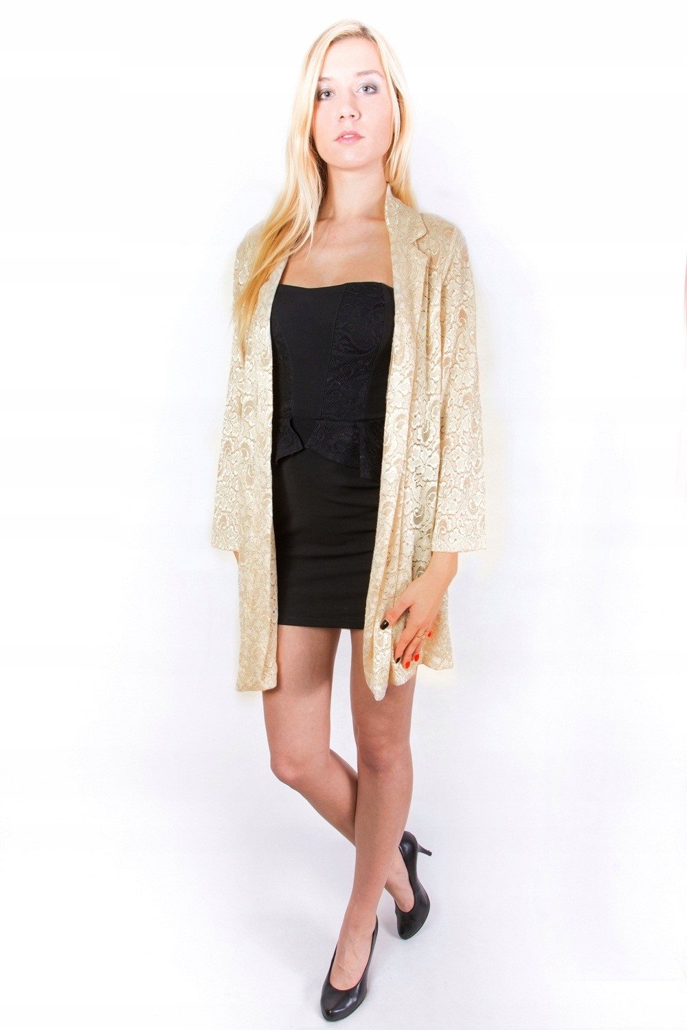 

John Zack Złota, elegancka narzutka w kwiaty S