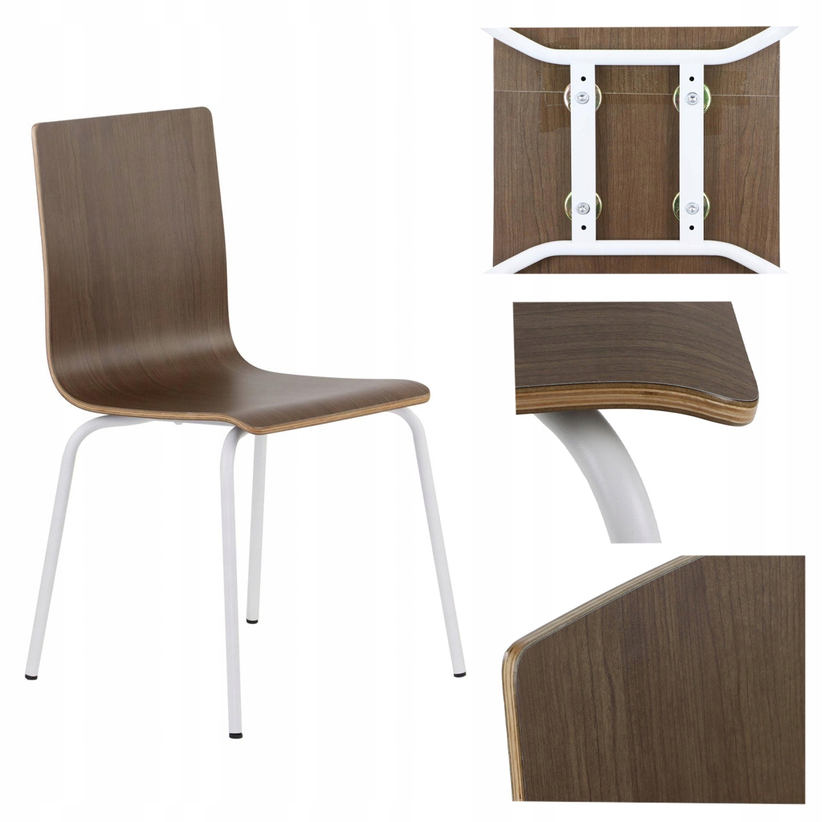 Stolička Z Laminovanej Preglejky Werdi B Biela/tmavý Orech