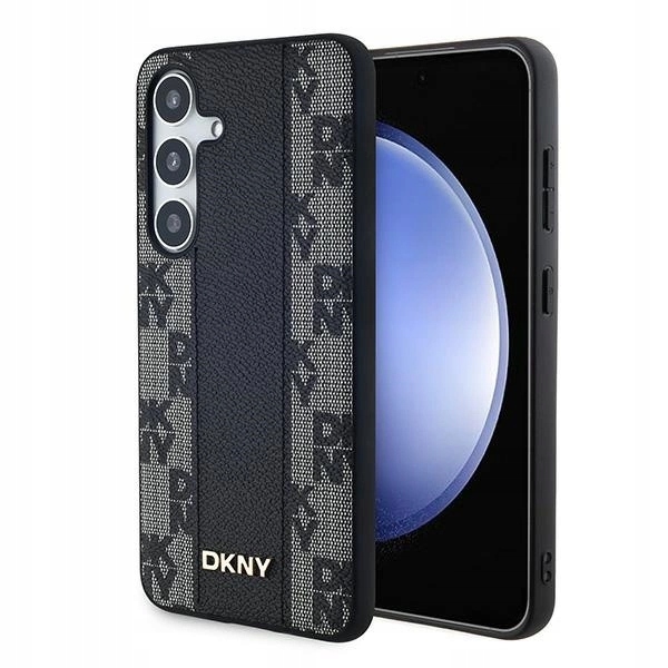 Dkny kožené kostkované Pouzdro MagSafe s mono vzorem pro Samsung Galaxy S24 černé