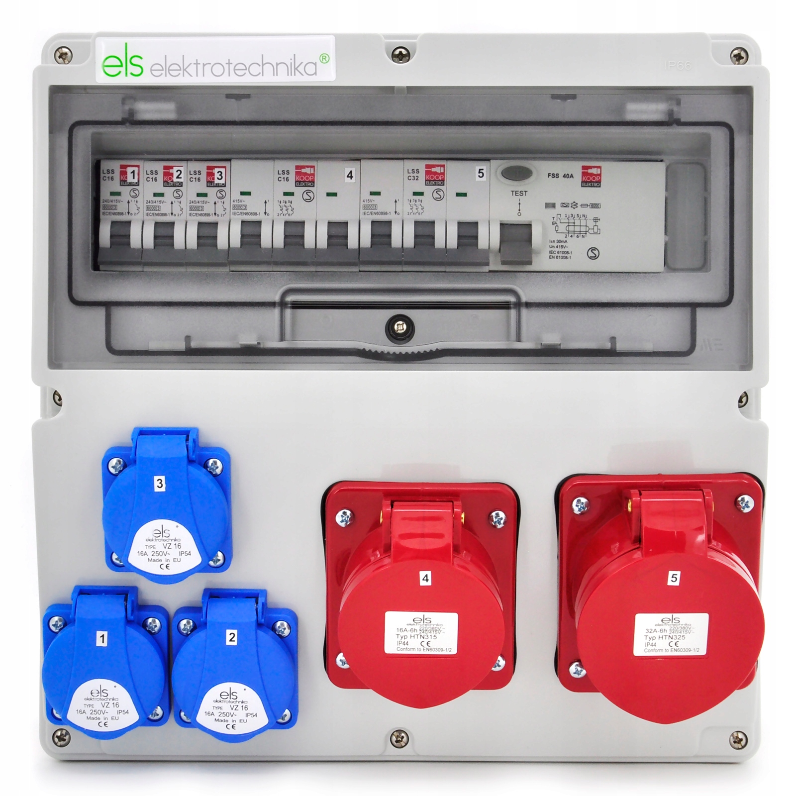 Stavební Elektrický Rozvaděč 3x230V 16A/32A 5P Zabezpečený FI40