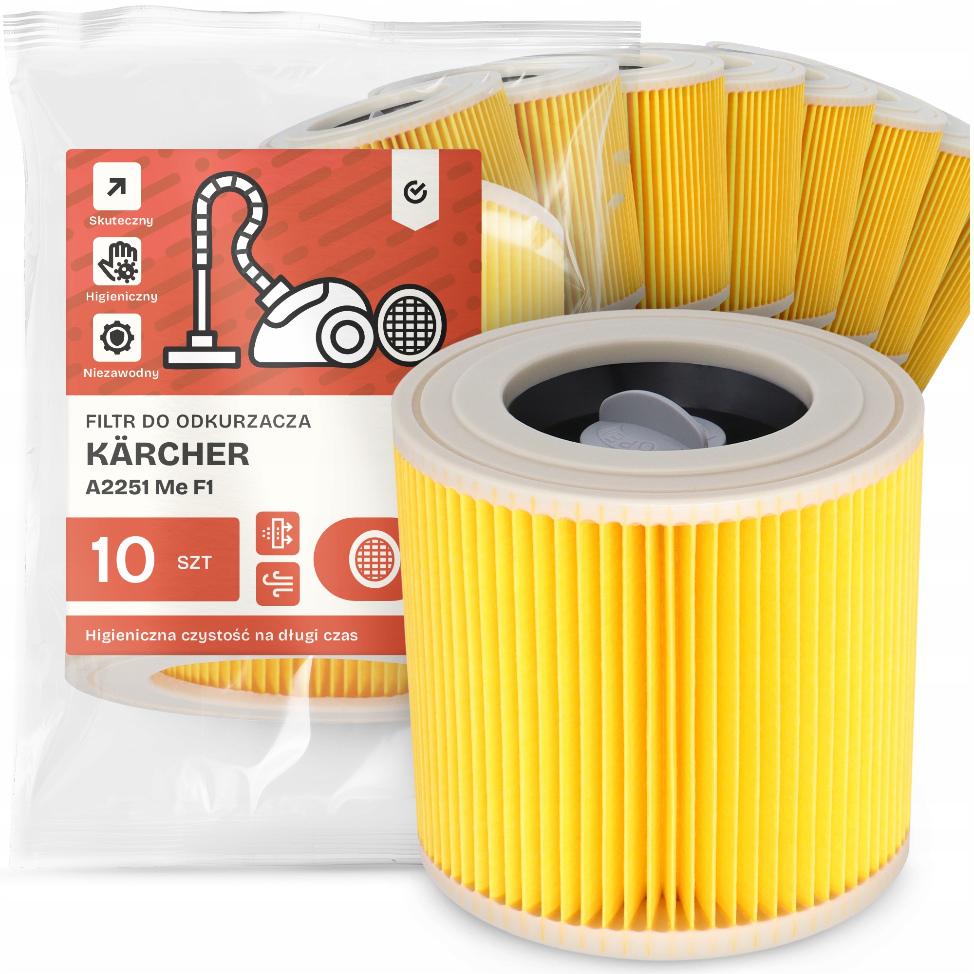 10 x Filtr Pro Vysavač Kärcher A2251 Me F1 Vzduch Výkonný Filtry Em-w